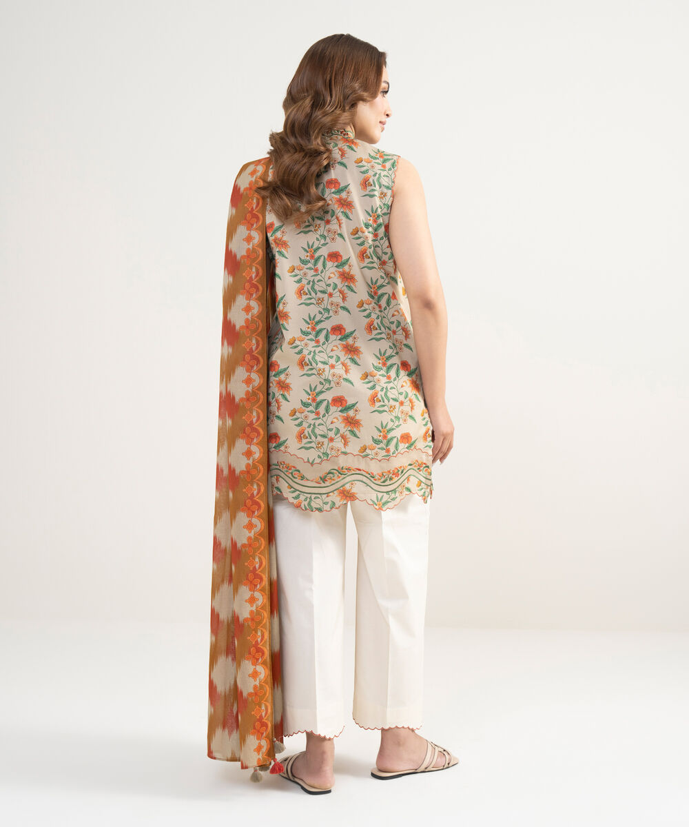 Women's Unstitched Lawn Embroidered Multi 2 Piece Suit