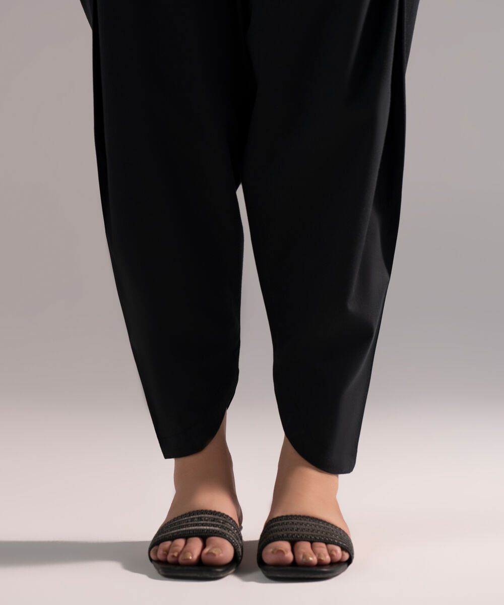 Women's RTW Cambric Solid Black Skinny Shalwar