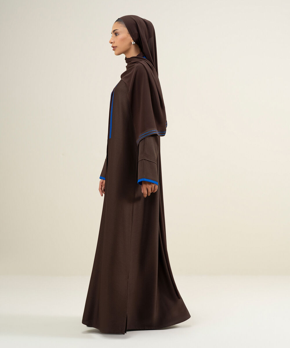 Women's  Dark Brown Kimono Abbaya Set