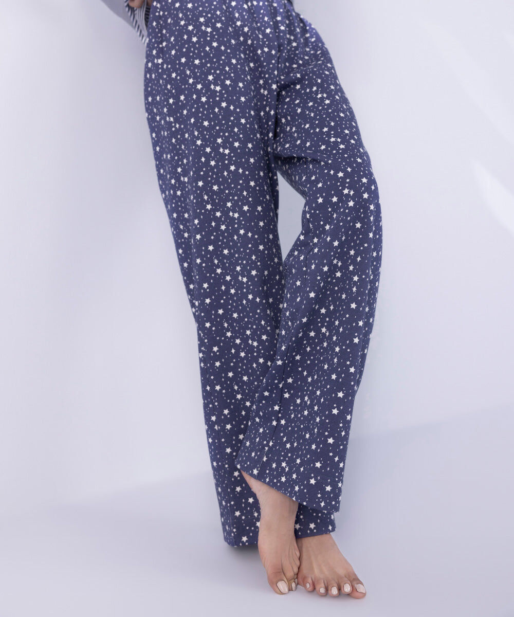 Woman - Blue Starry Print Trousers