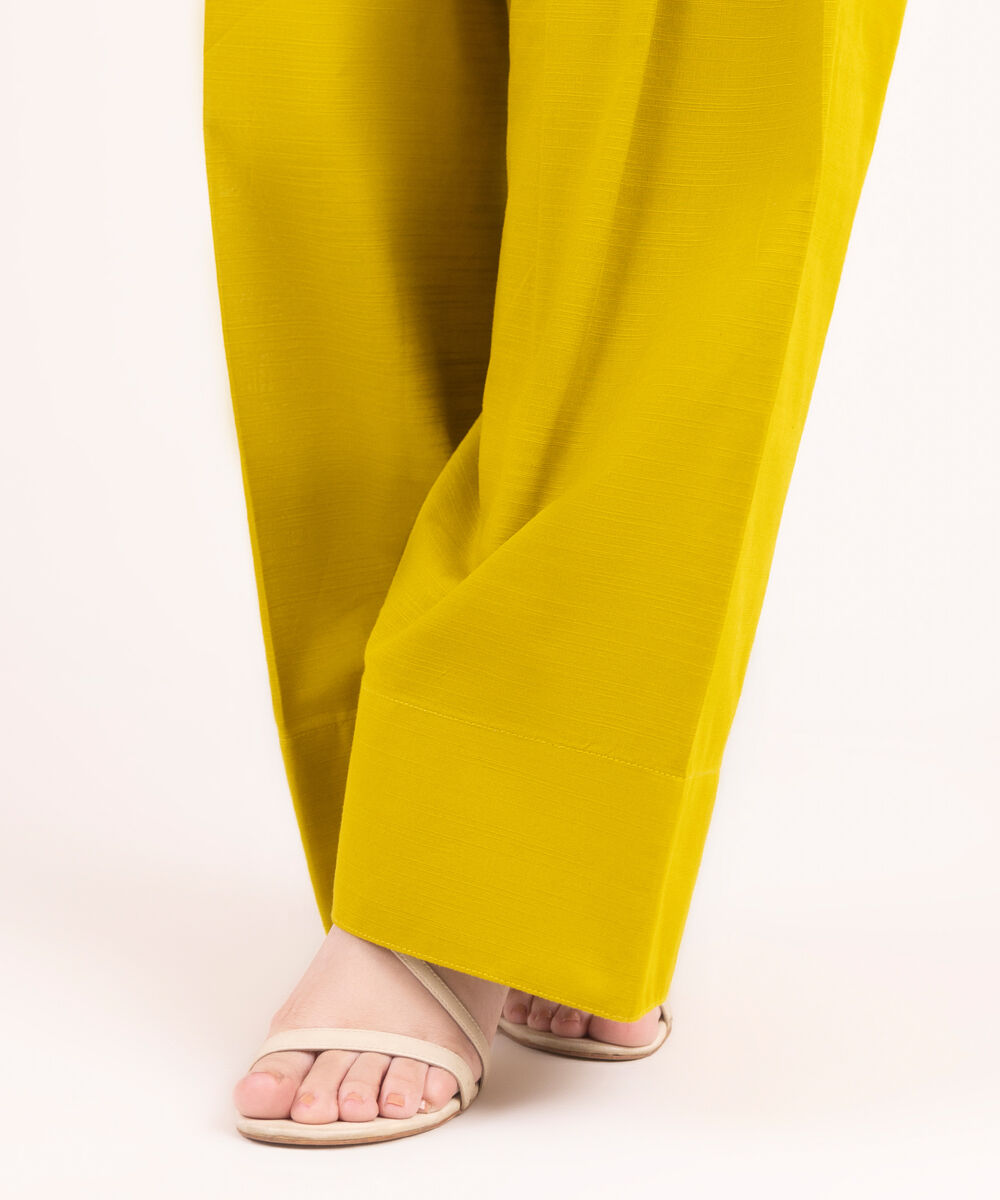 Women's RTW Khaddar Solid Green Farshi Shalwar