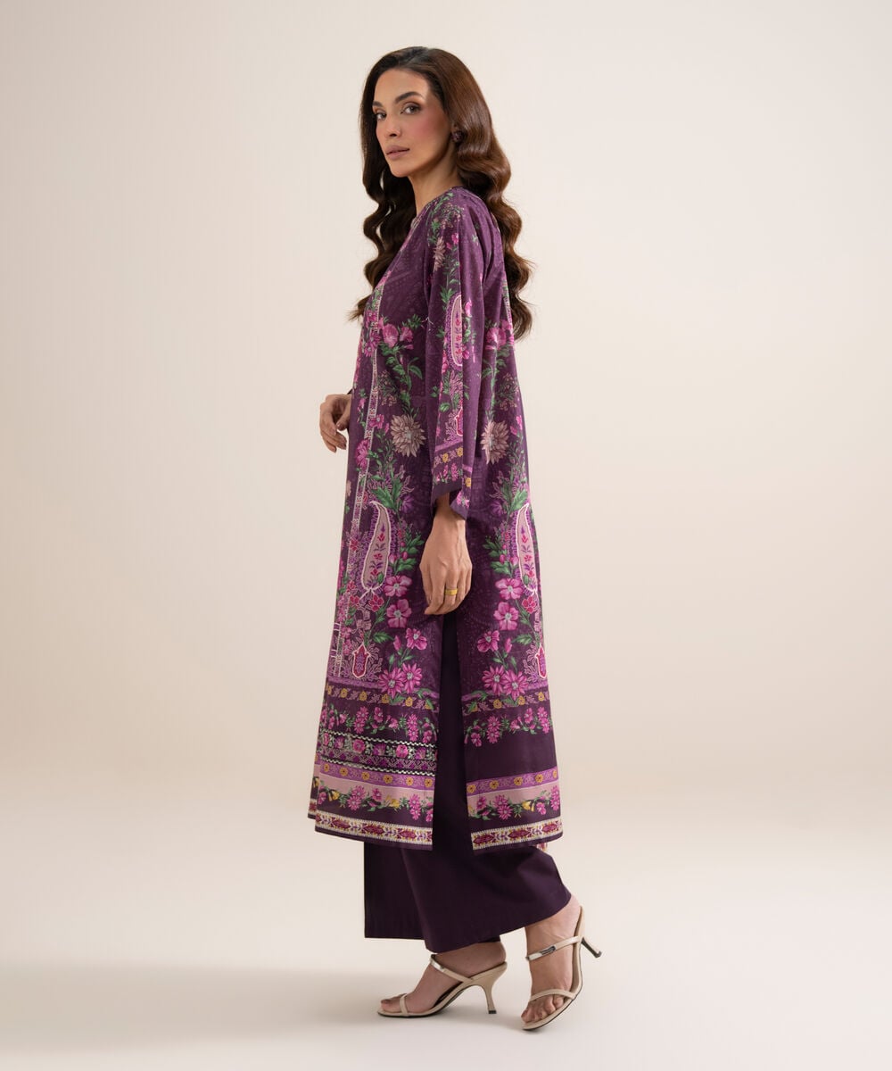 Women's Unstitched Lawn Embroidered Aqua 3 Piece Suit