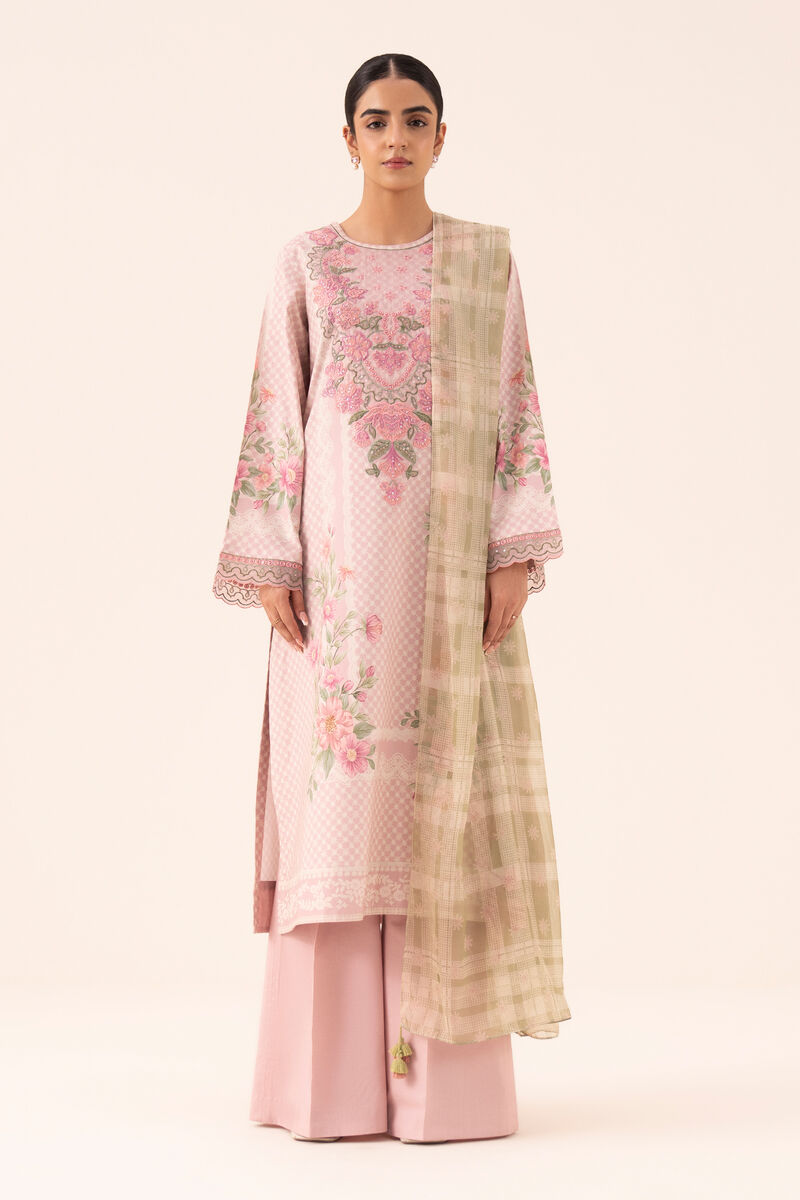 3 Piece -  Embroidered Cotton Viscose Suit