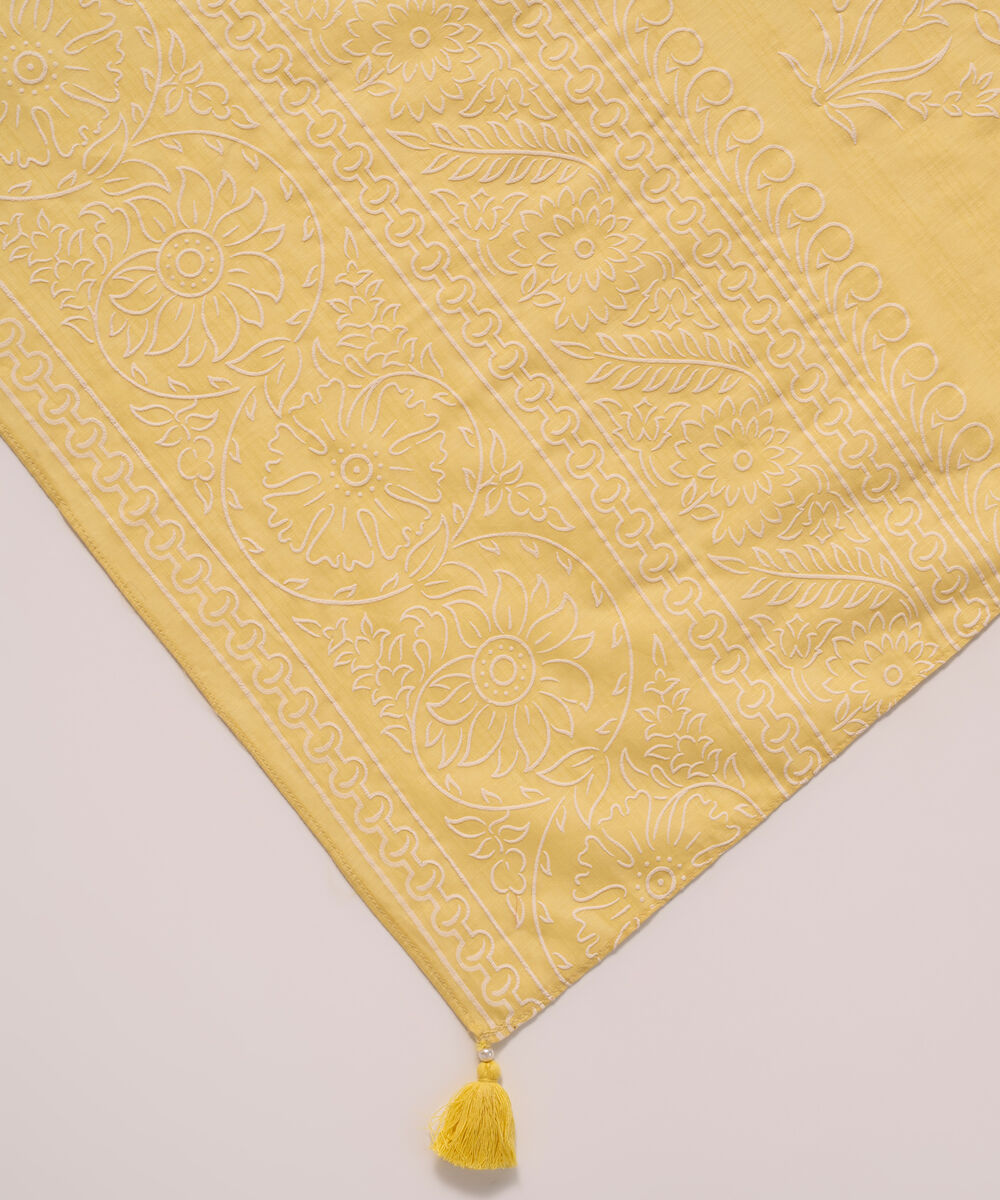 Textured Voile Printed Yellow Dupatta