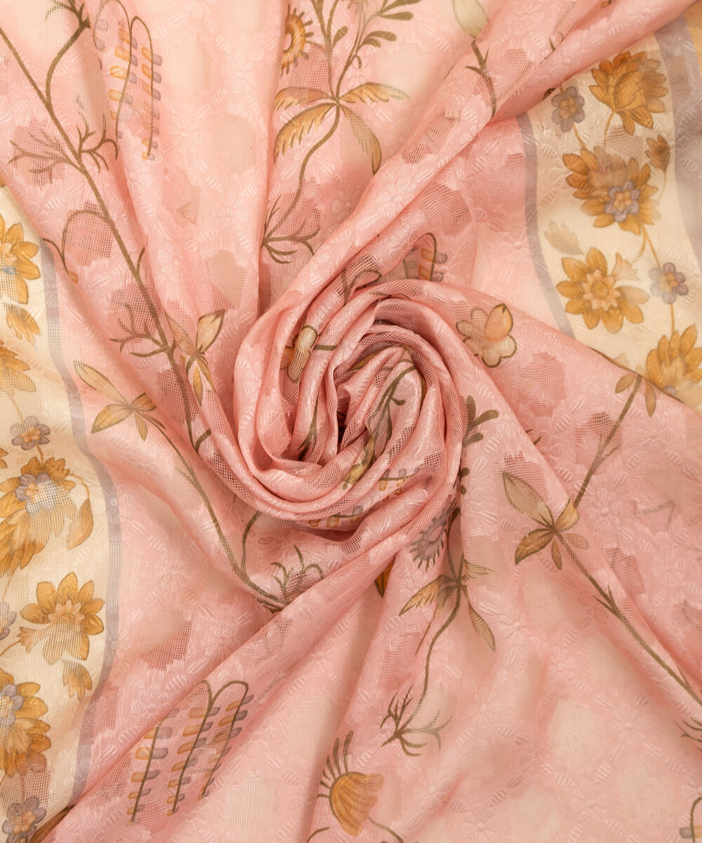 Brochea Jacquard Printed Pink Dupatta