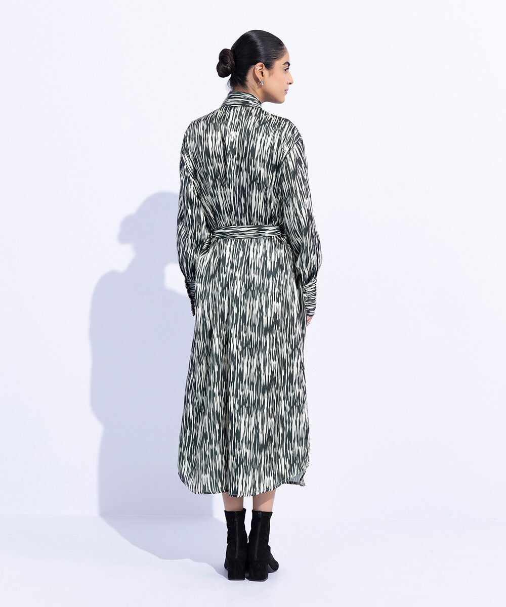 Woman - Multi Silky Printed Dress with Belt