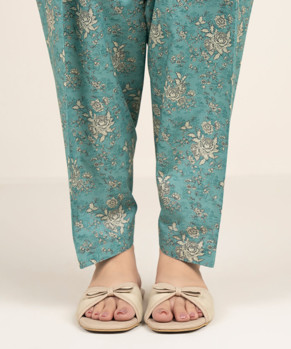 Women's RTW Cambric Printed Blue Shalwar