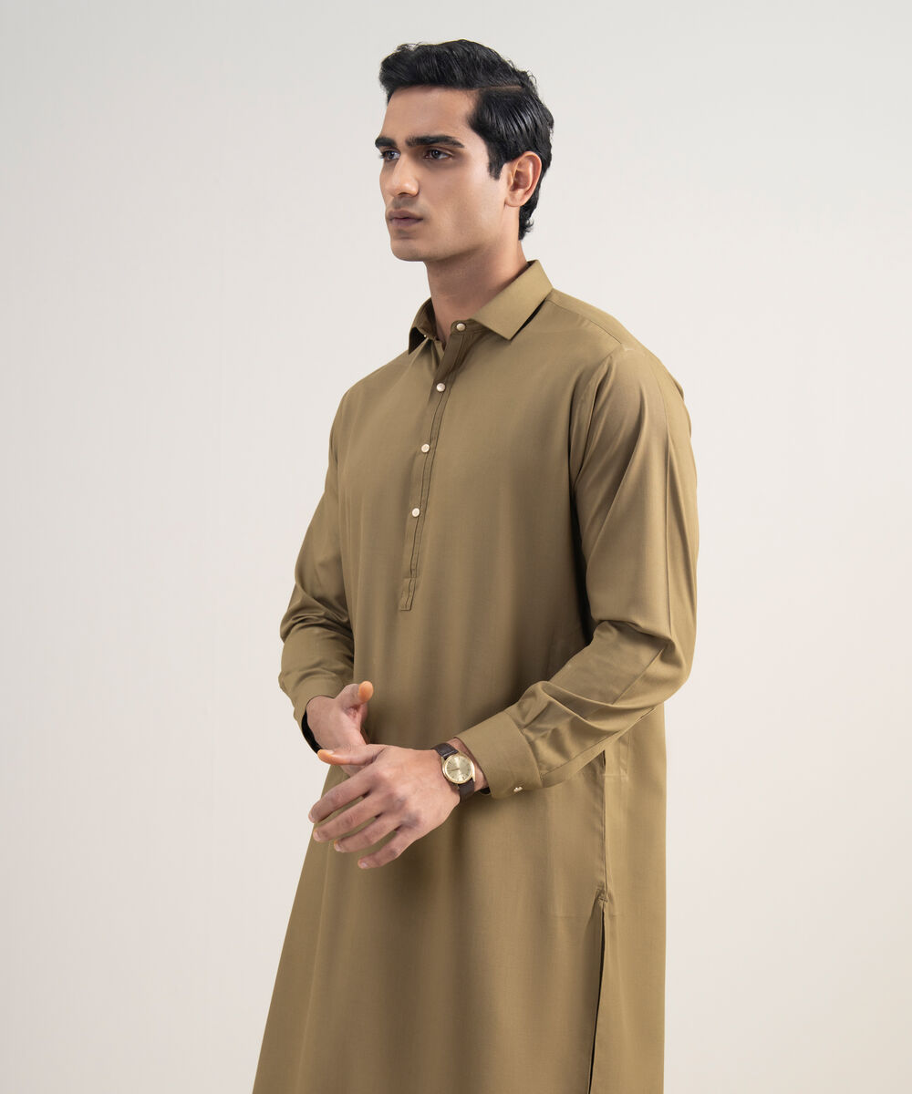 Men's Stitched Premium Blended Olive Suit