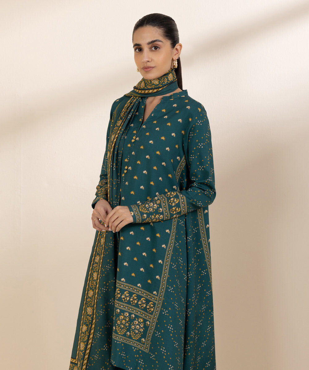3 Piece - Printed Linen Suit