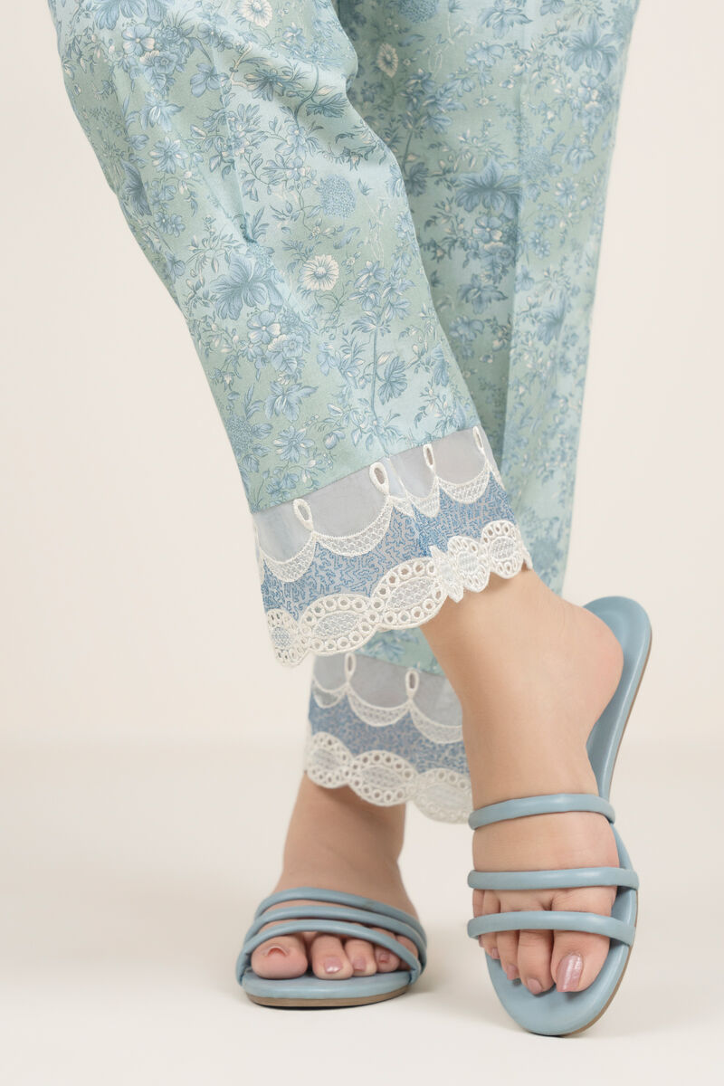 Embroidered Cambric Straight Pants