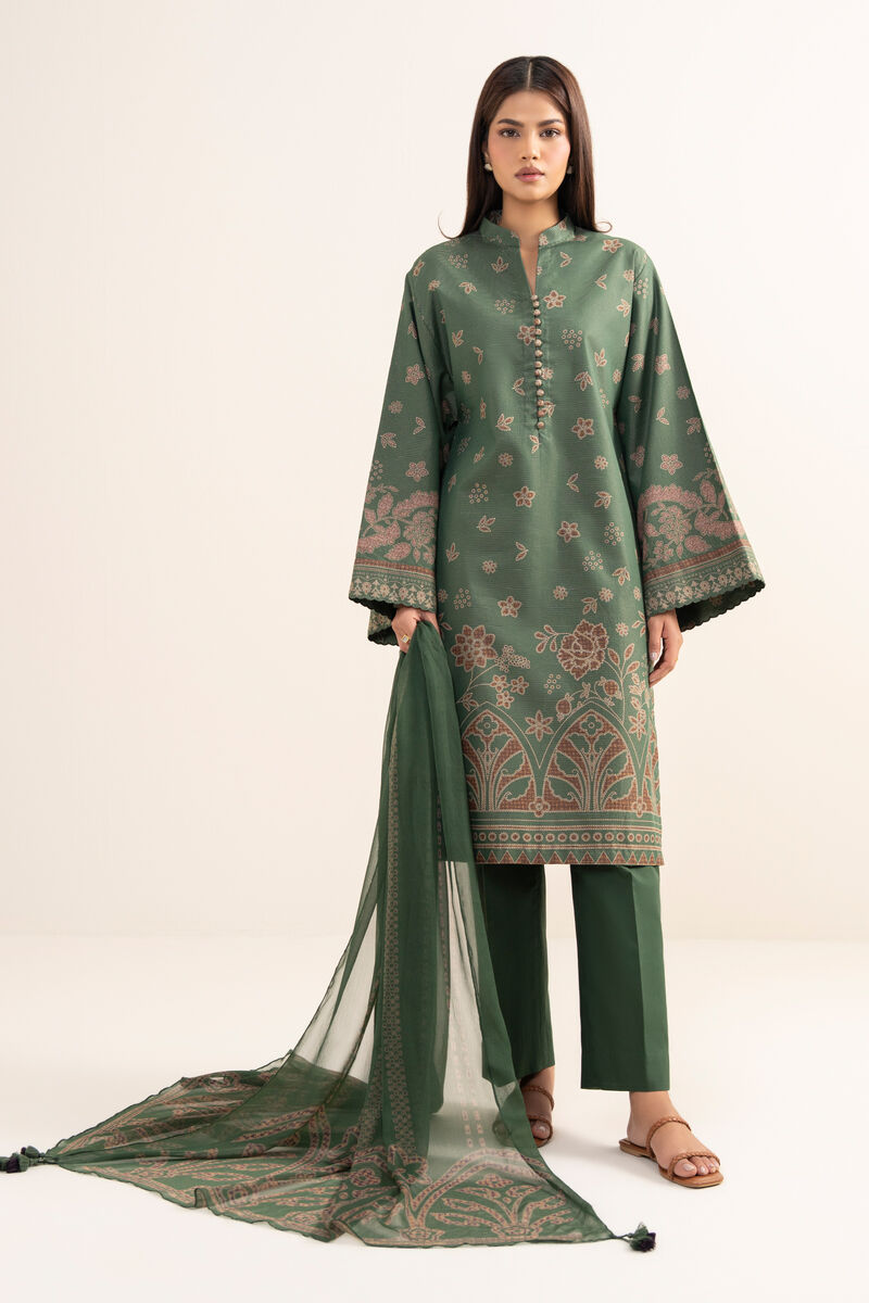 3 Piece - Printed Zari Lawn Suit