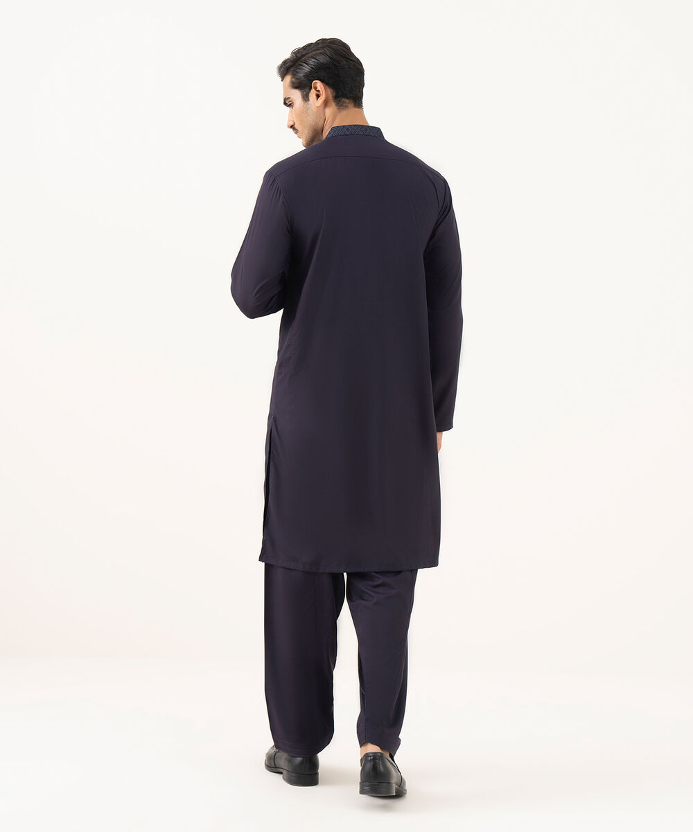 Men's Oxford Embroidered Purple Kurta Shalwar