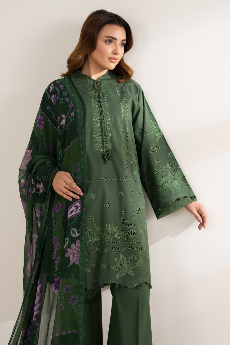 3 Piece - Embroidered Cotton Suit