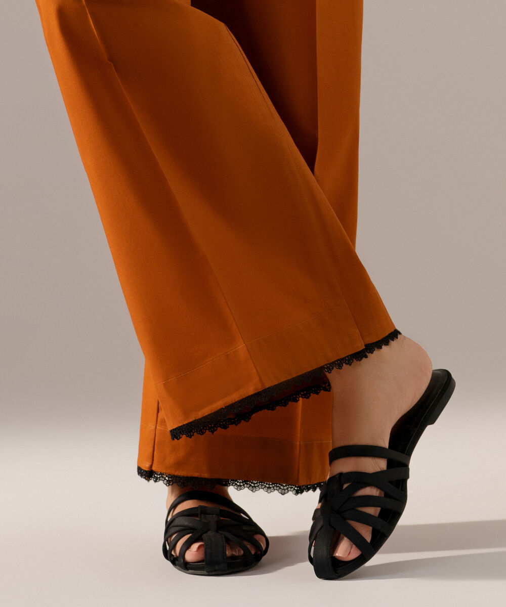 Women's RTW Cambric Solid Mustard Browm Culotte