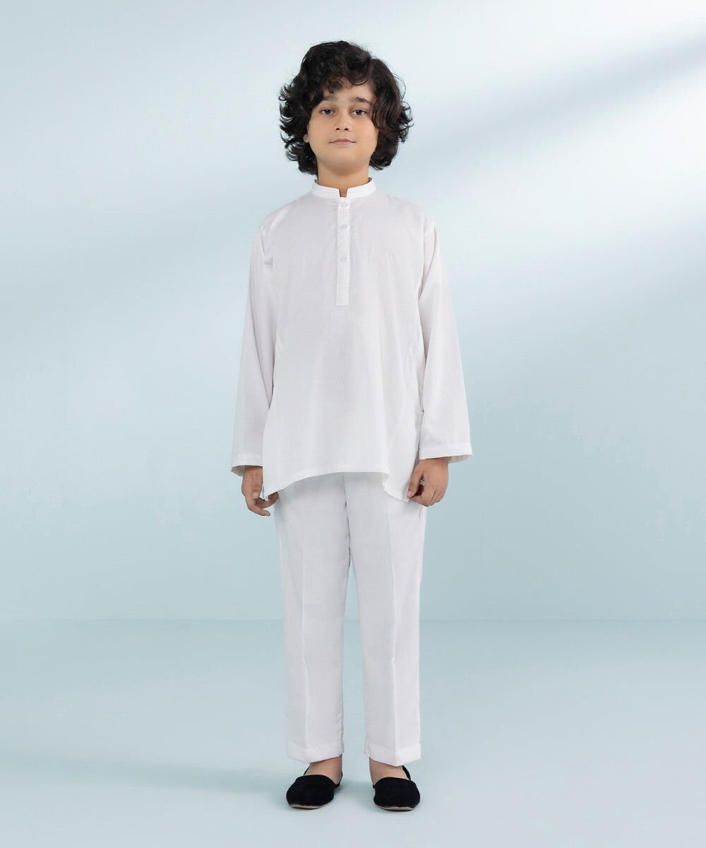 Dobby Suit Boys 2 Piece Dobby Suit in White