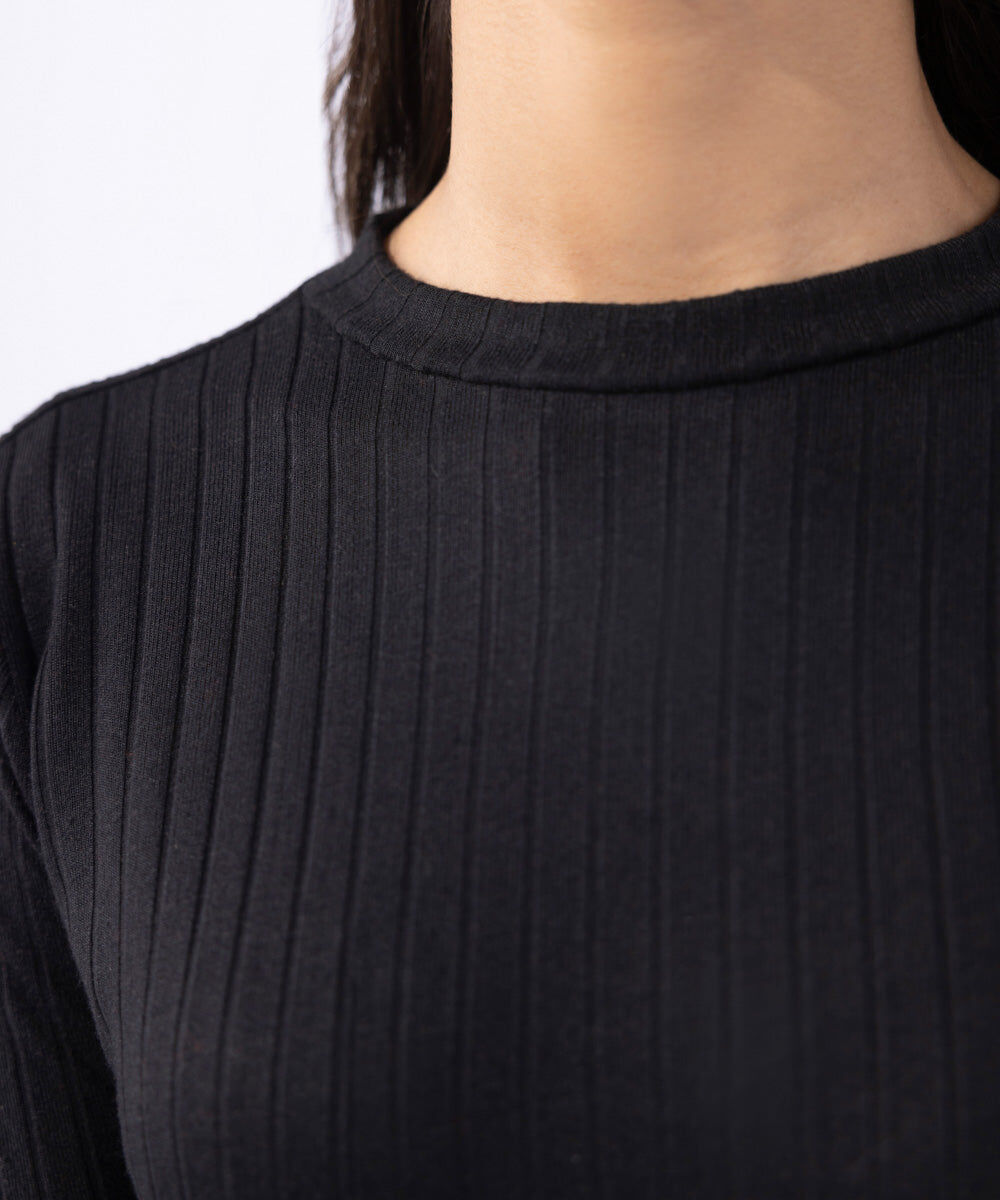 Woman - Black Jersey Ribbed Dress