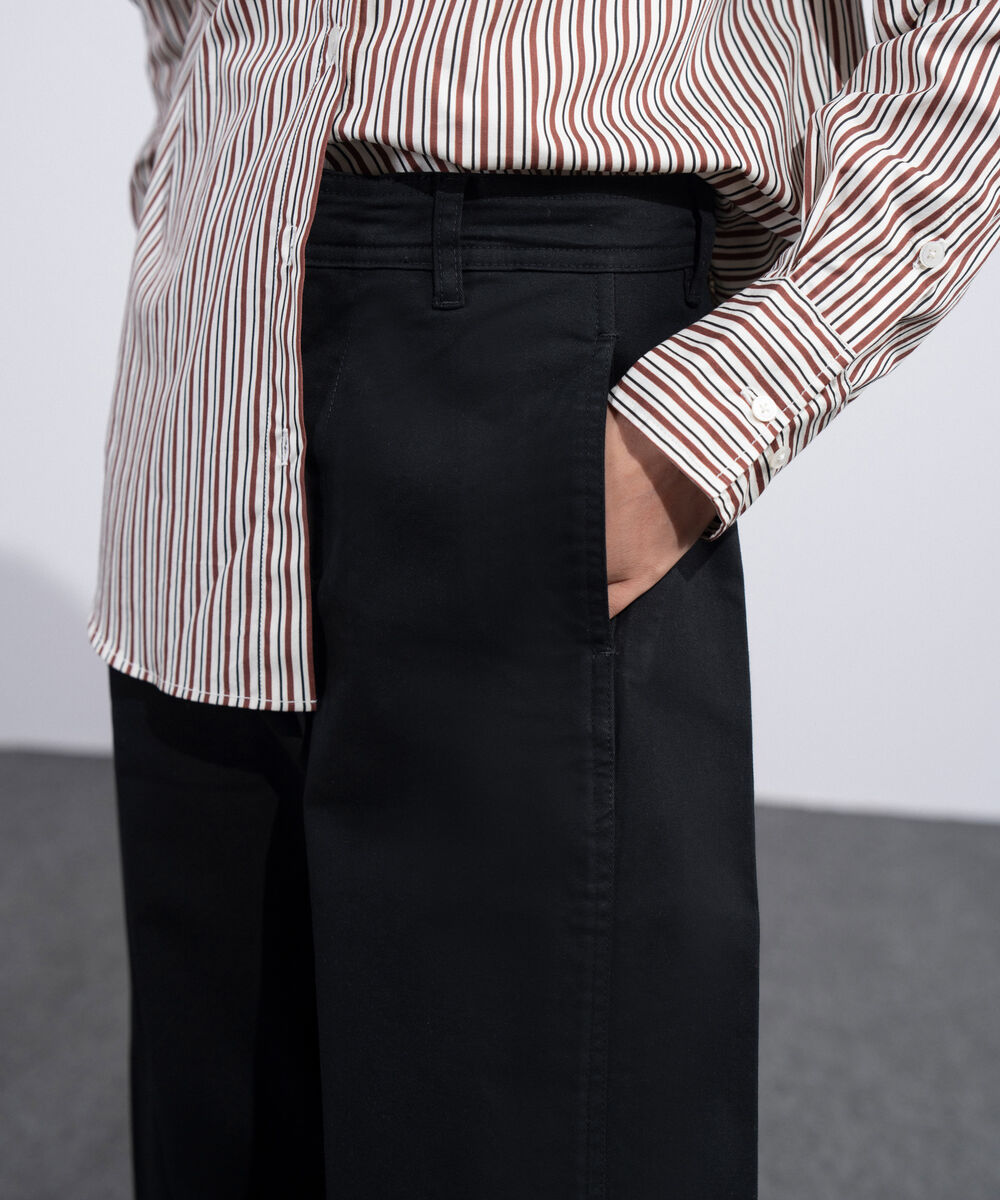 Women's Western Black Barrel Fit Chino Trousers