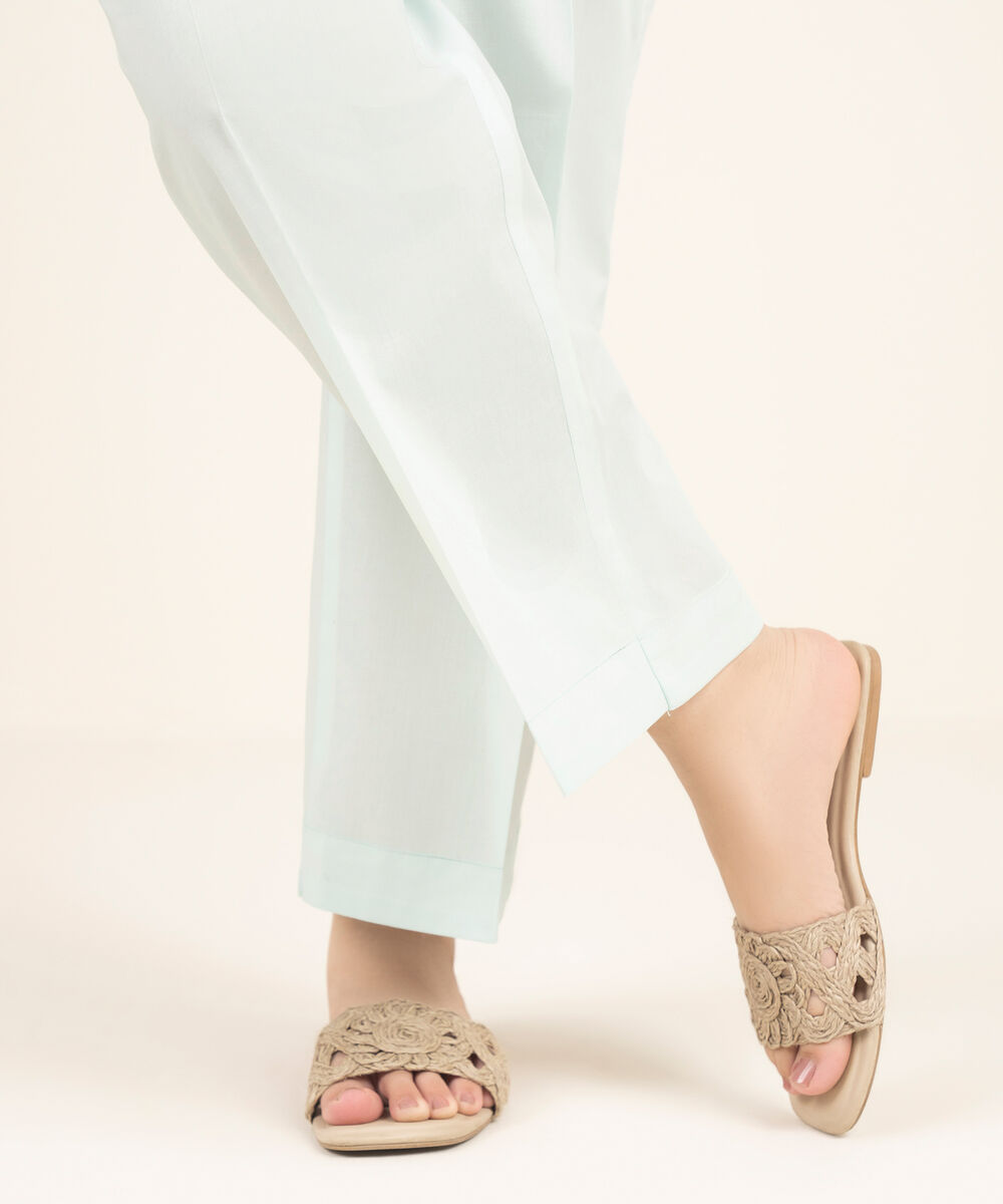 Women's RTW Cambric Solid Ice Blue Culottes