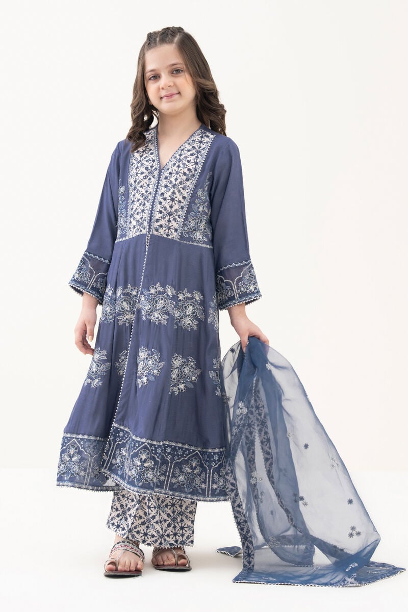 3 Piece - Embroidered Raw Silk Suit