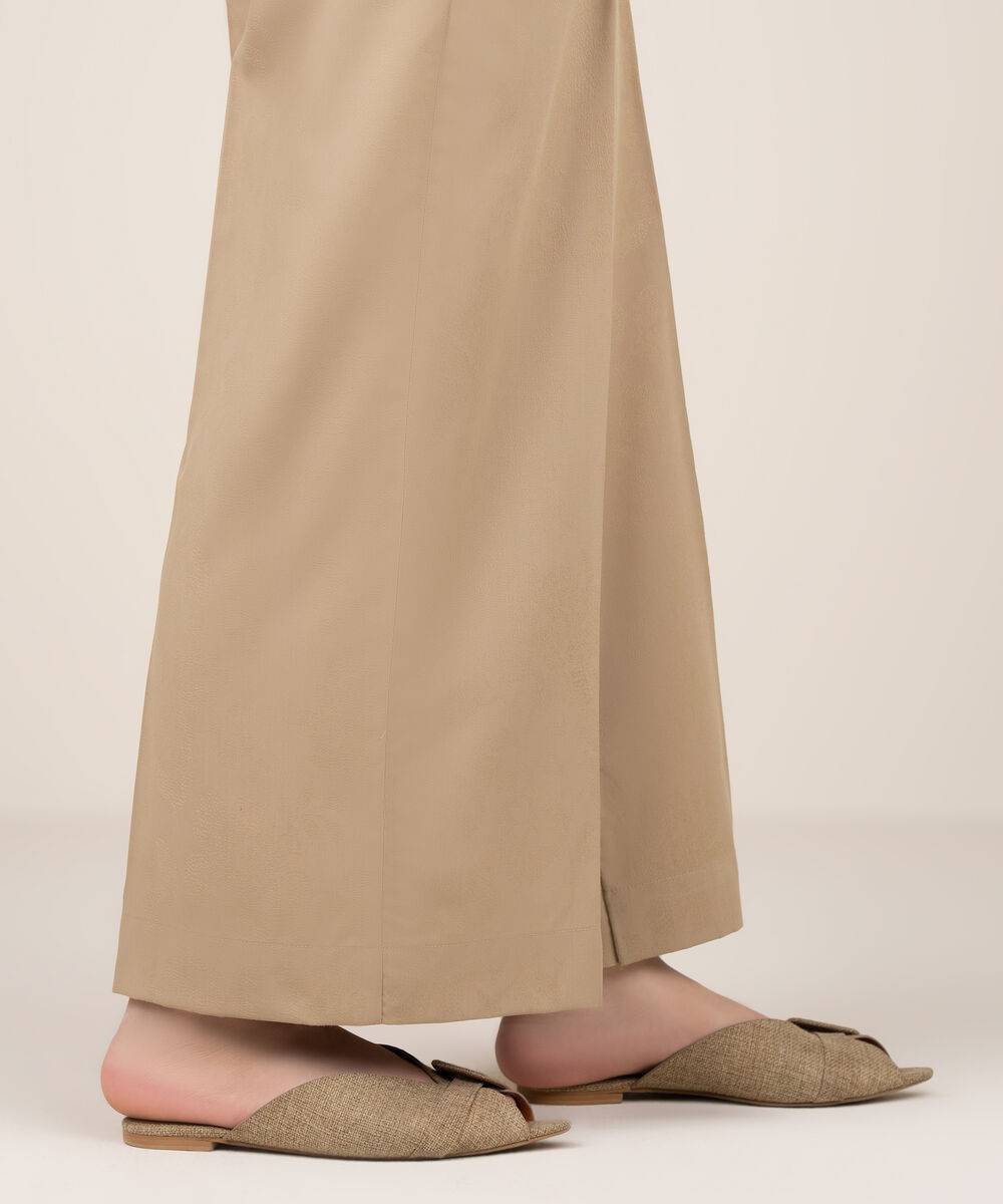 Women's RTW Self Jacquard Leno Solid Beige Culottes