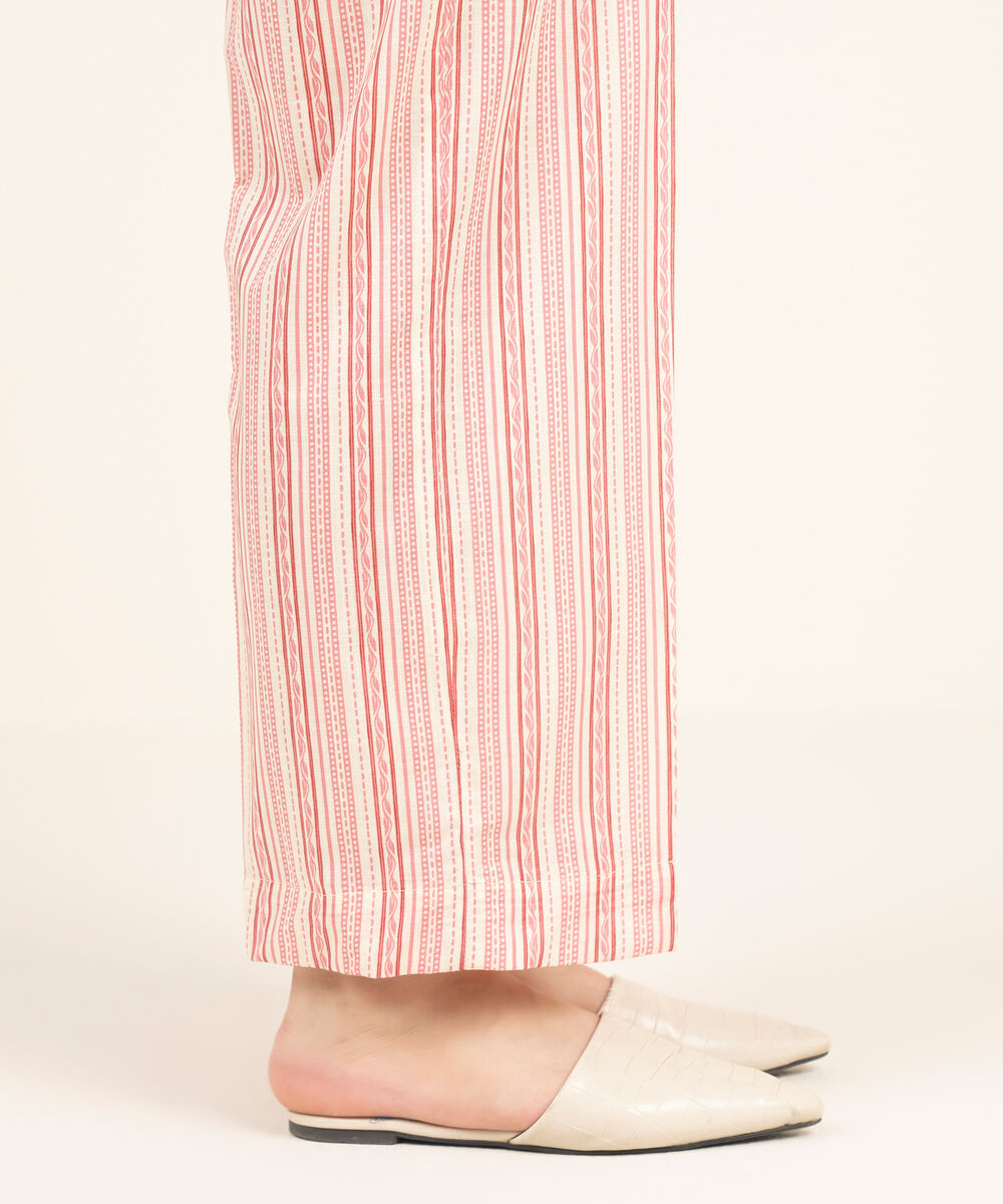 Women's RTW Crosshatch Printed Off White Straight Pants