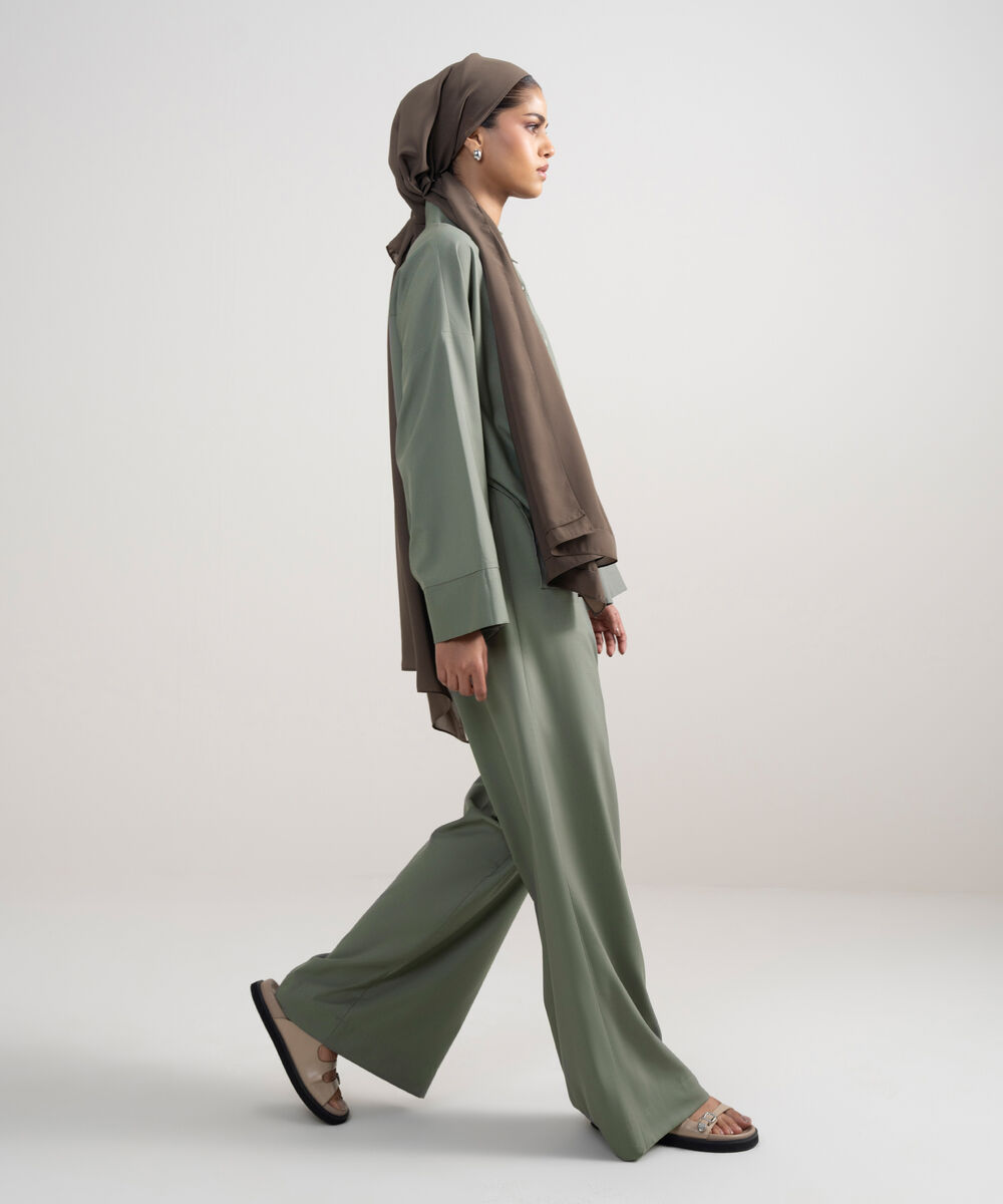 Women's Sage Green Wide-Leg Pants