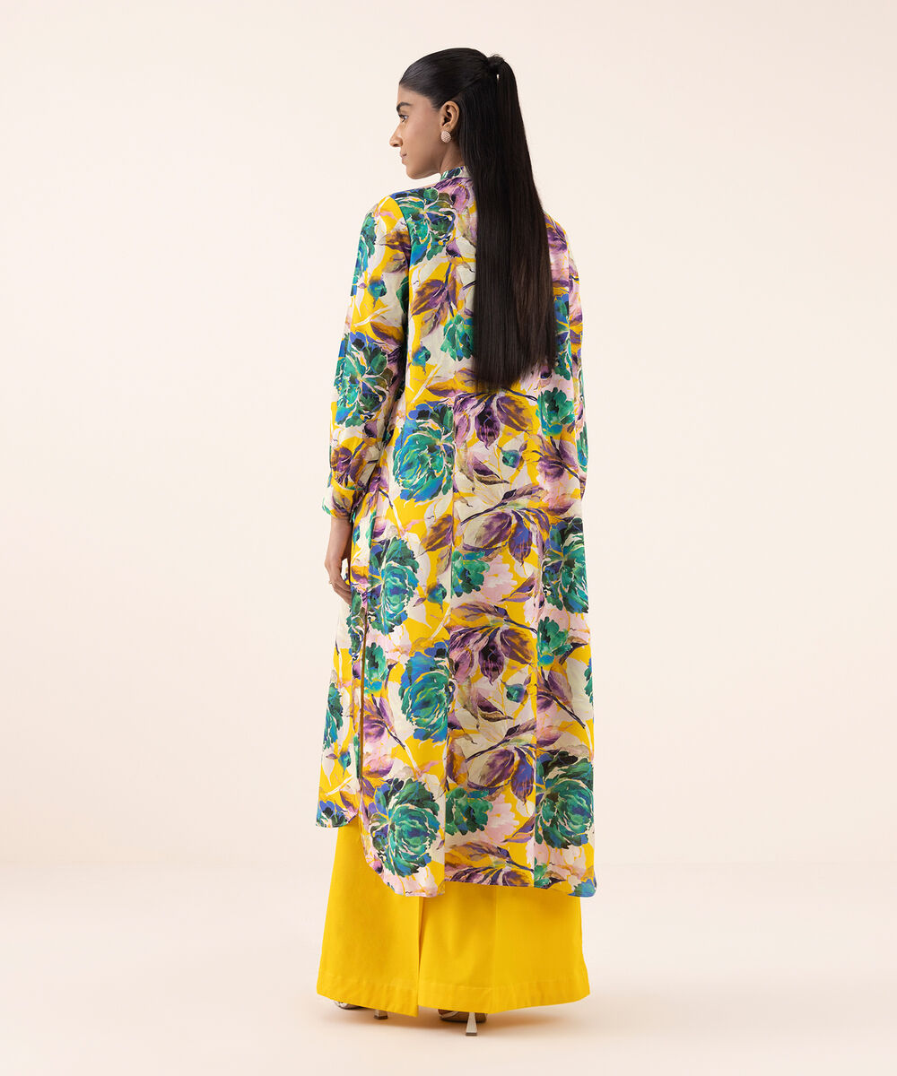 Women's RTW Arabic Lawn Yellow Printed Aline Shirt