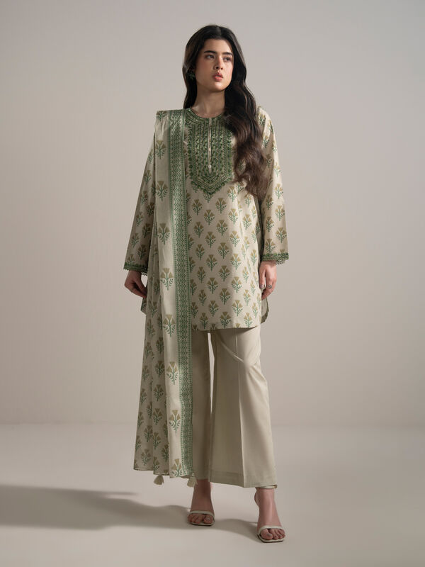 3 Piece - Embroidered Cambric Suit