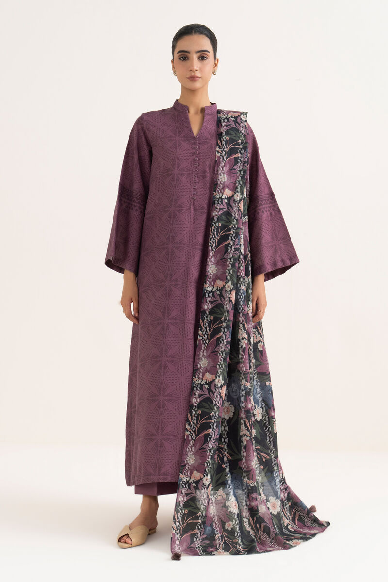 3 Piece - Printed Light Khaddar  Suit