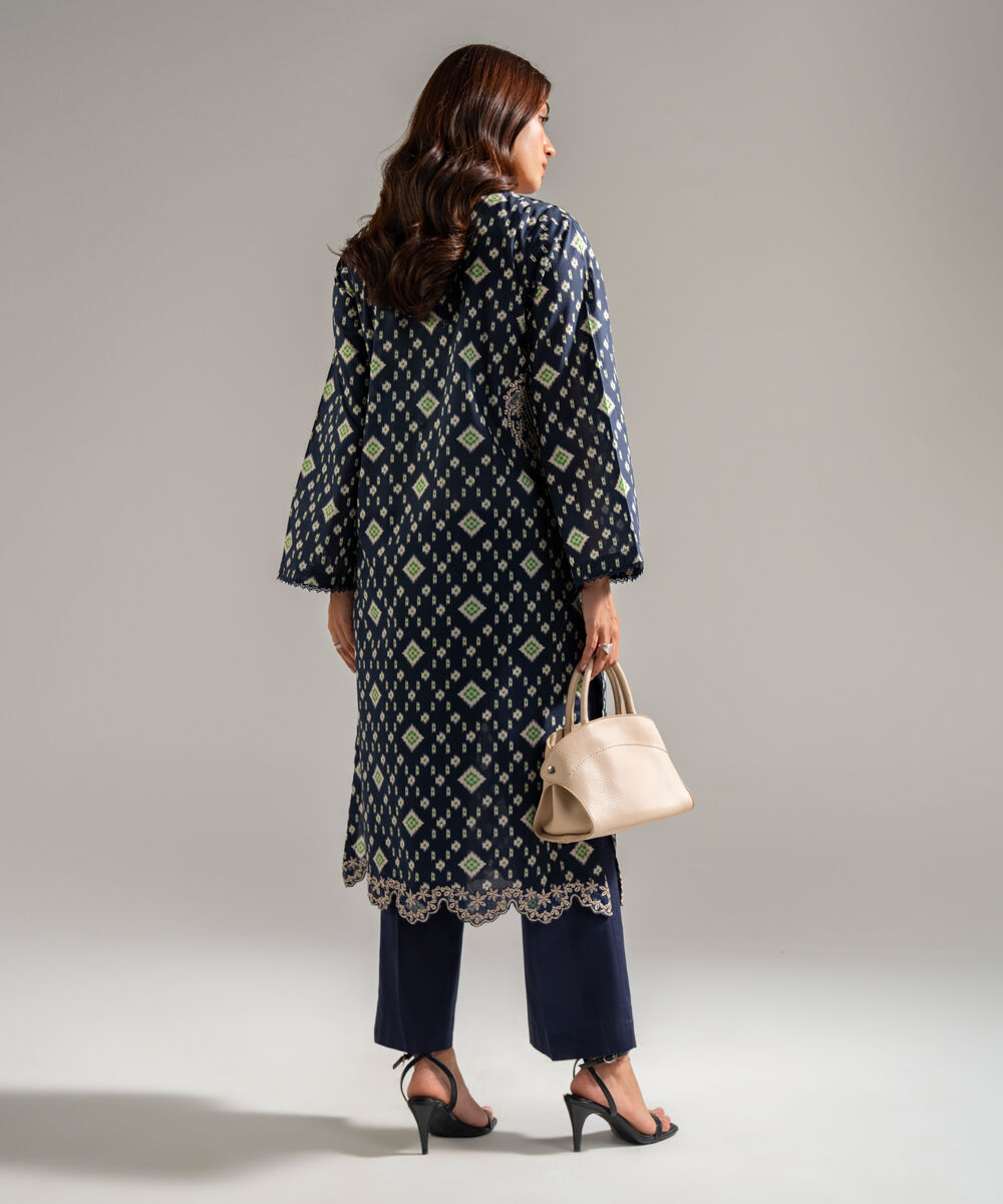 Women's RTW Lawn Embroidered Dark Blue 2 Piece Suit