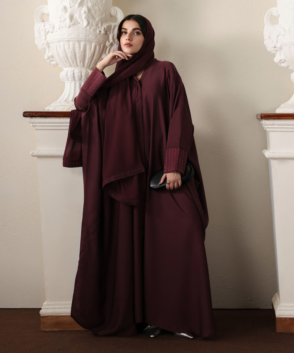 Women's Burgendy Kaftaan Abbaya Set