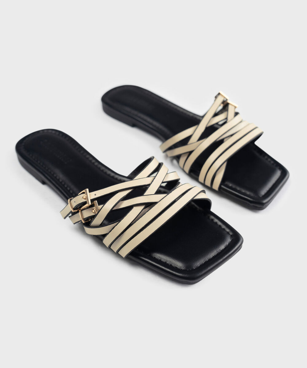 Women's Off White Crossover Strap Sandals