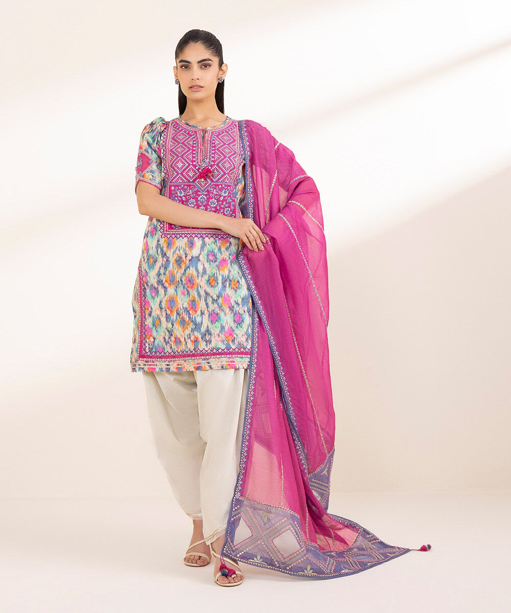 Woman - Multi 3 Piece - Embroidered Lawn Suit