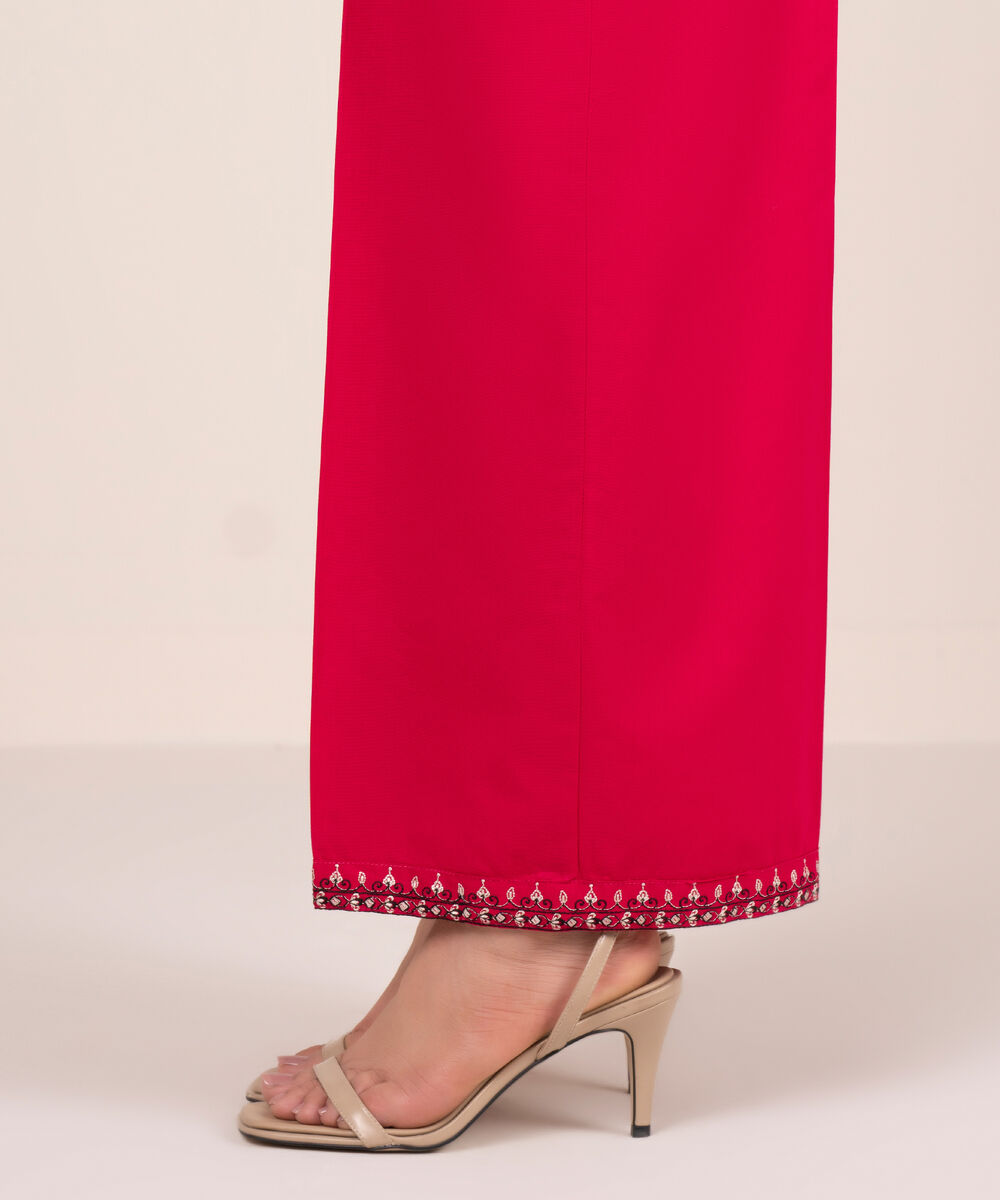 Women's RTW Cambric Embroidered Pink Culottes