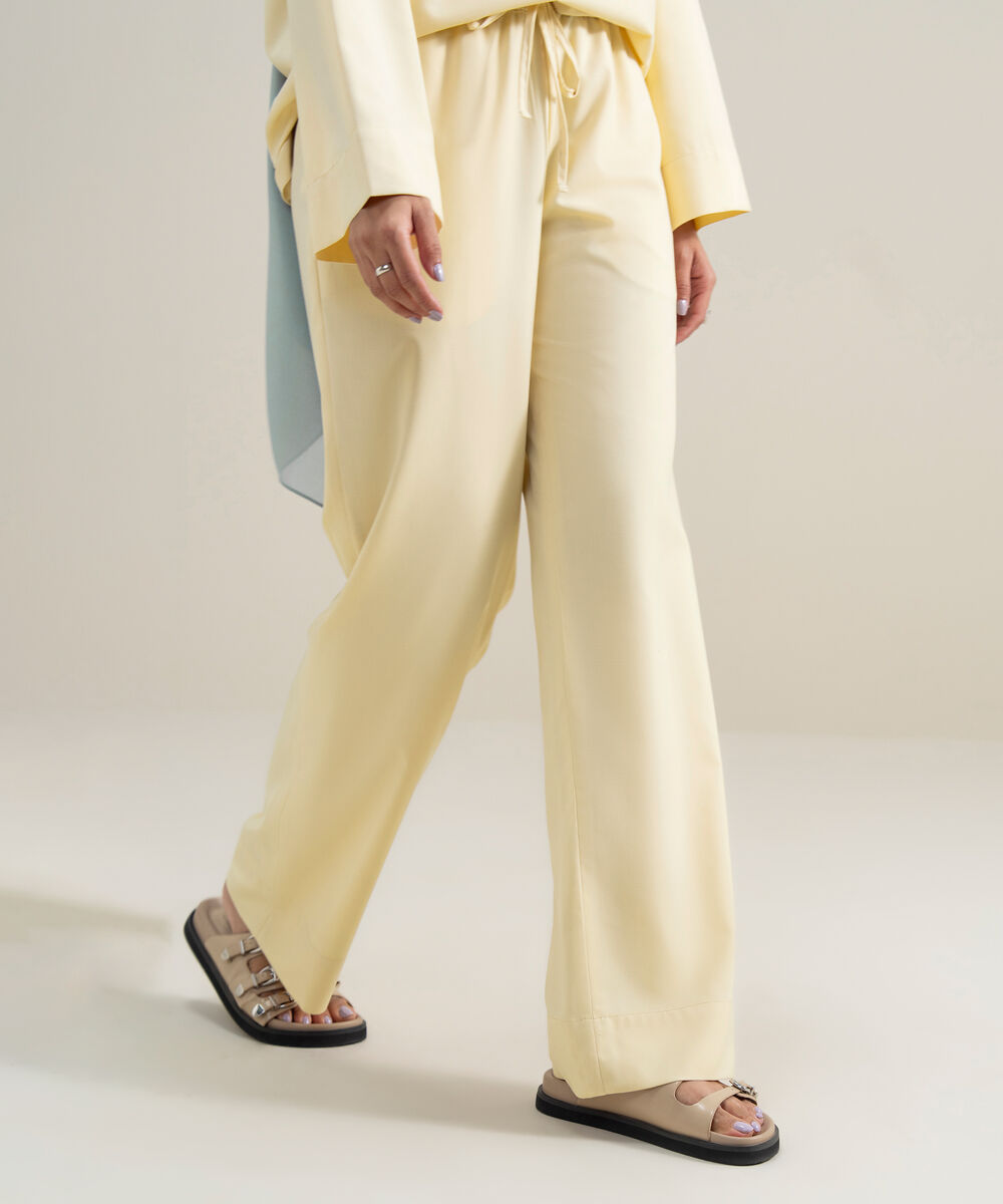 Women's Polyester Yellow Modest Trousers