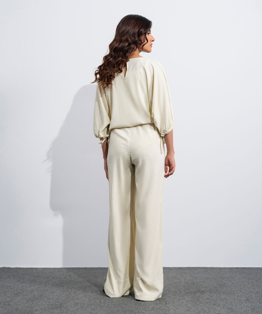 Women's Western Beige Seersucker Pull-On Trousers