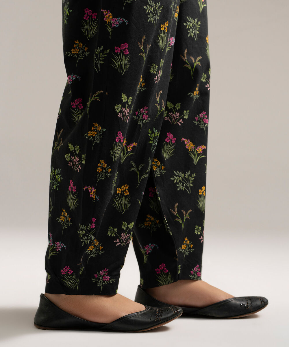 Women's RTW Cambric Printed Black Balloon Pants