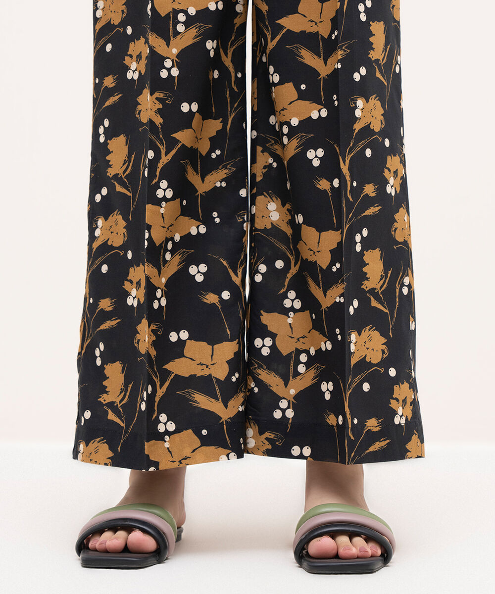 Women's RTW Cambric Black Printed Culottes