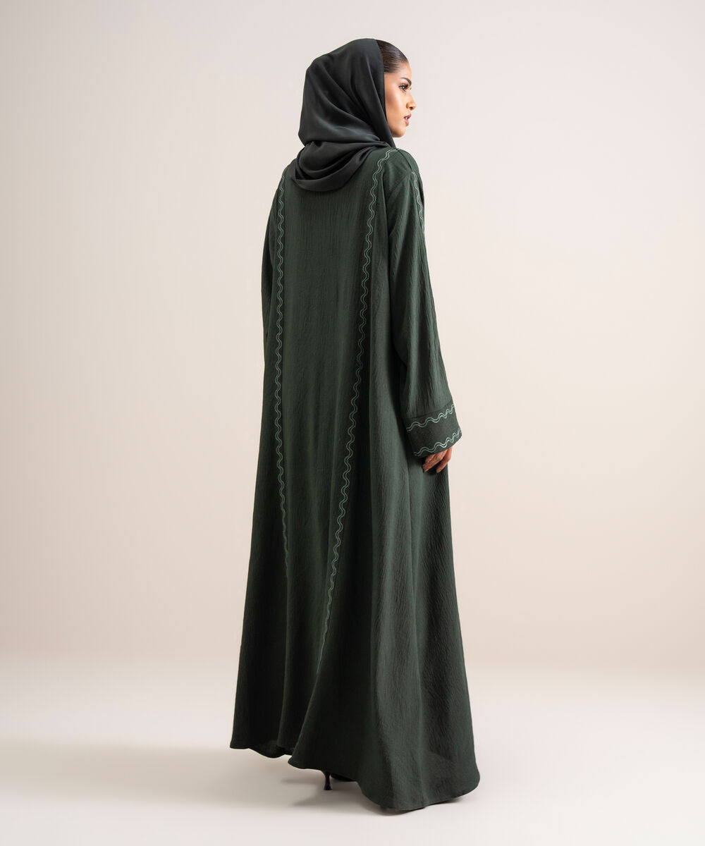 Women's Polyster Green Regular Abbaya Set