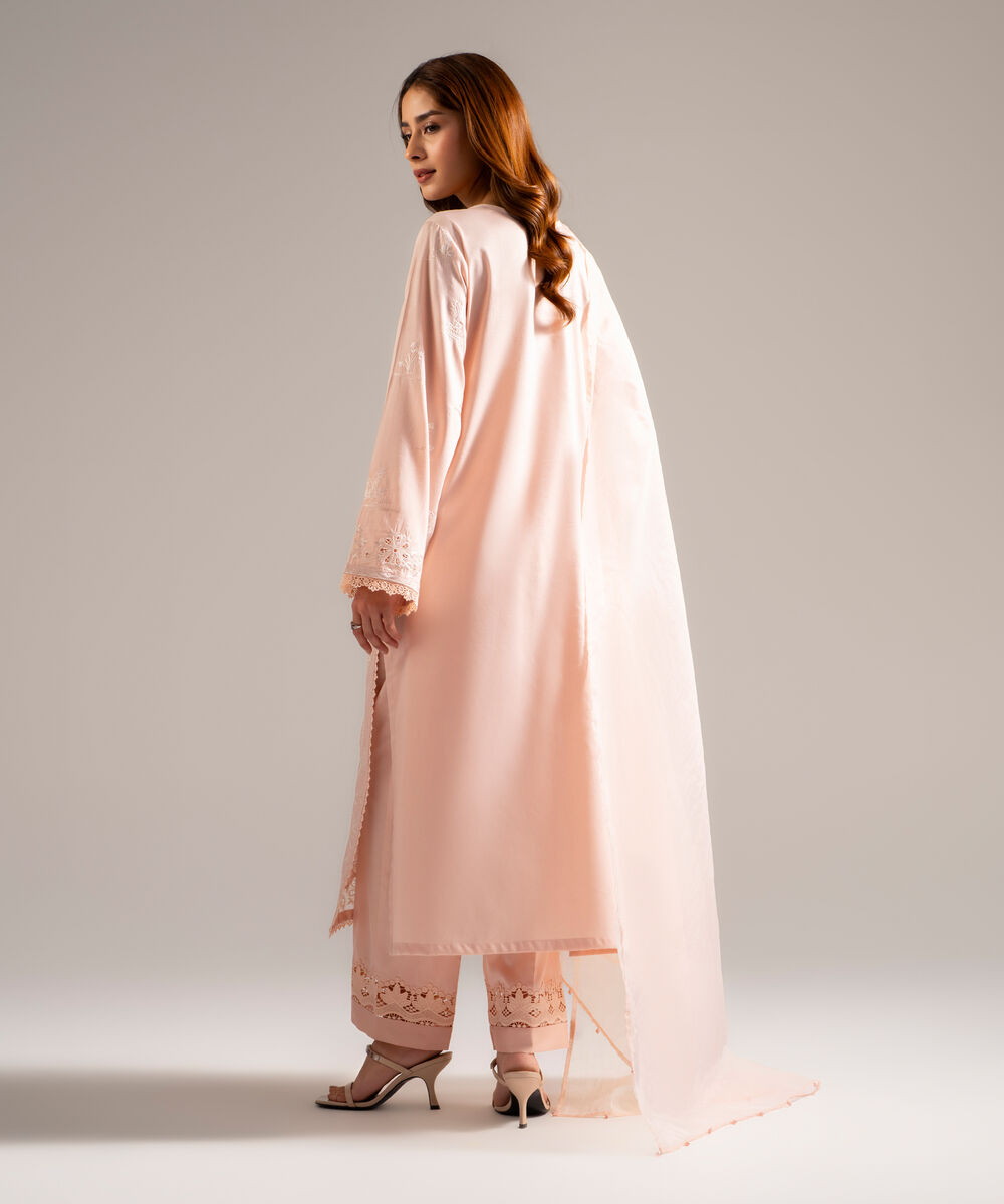 Women's RTW Dobby Embroidered Light Pink 3 Piece Suit