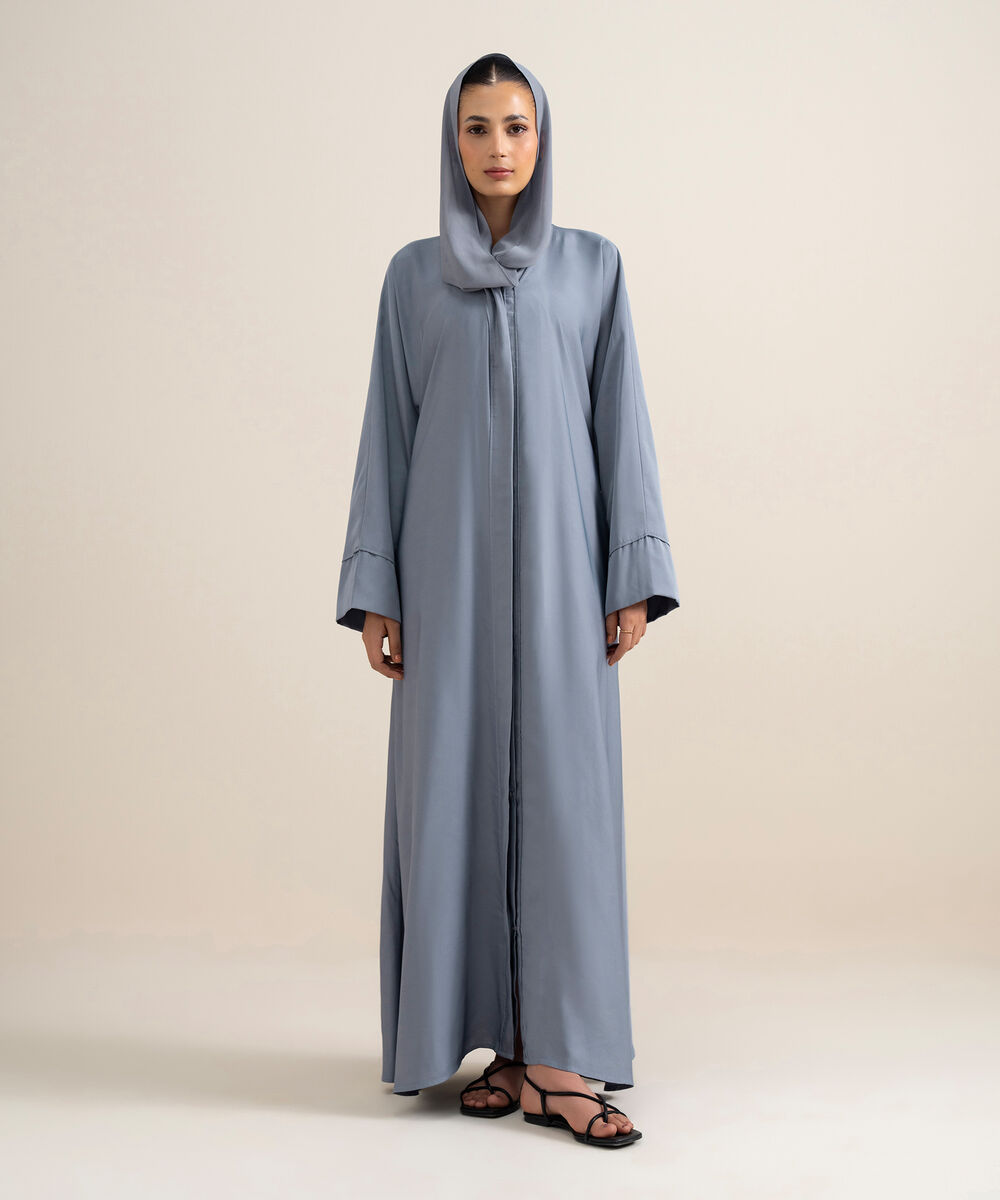 Women's Bluish grey Kimono Abaya Set