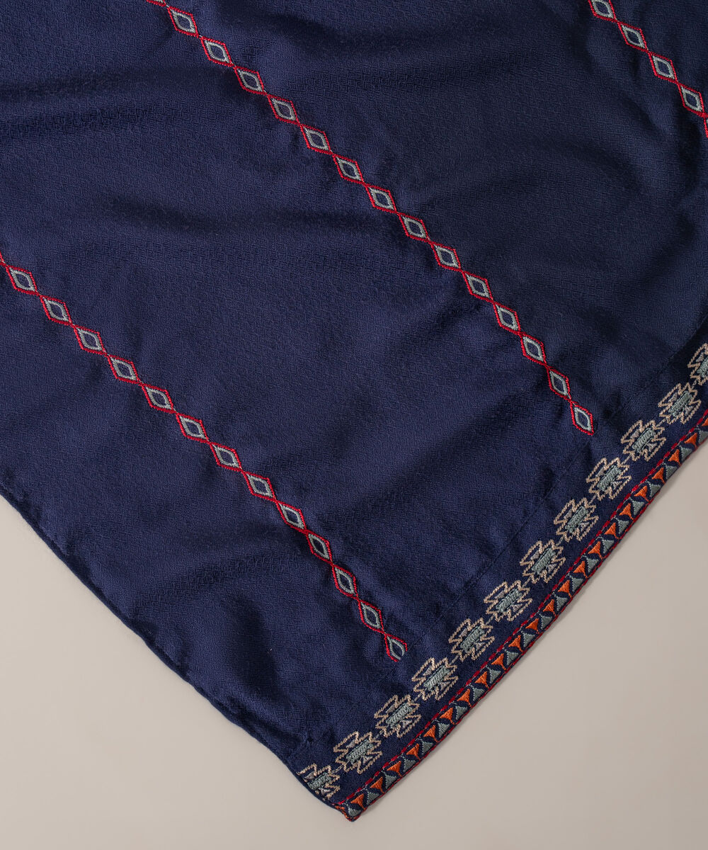 Women's RTW Poly Viscose Solid Blue Shawl