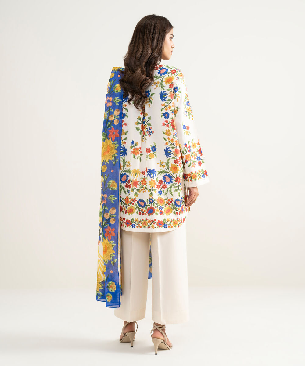 Women's RTW Cambric Printed Multi 3 Piece Suit