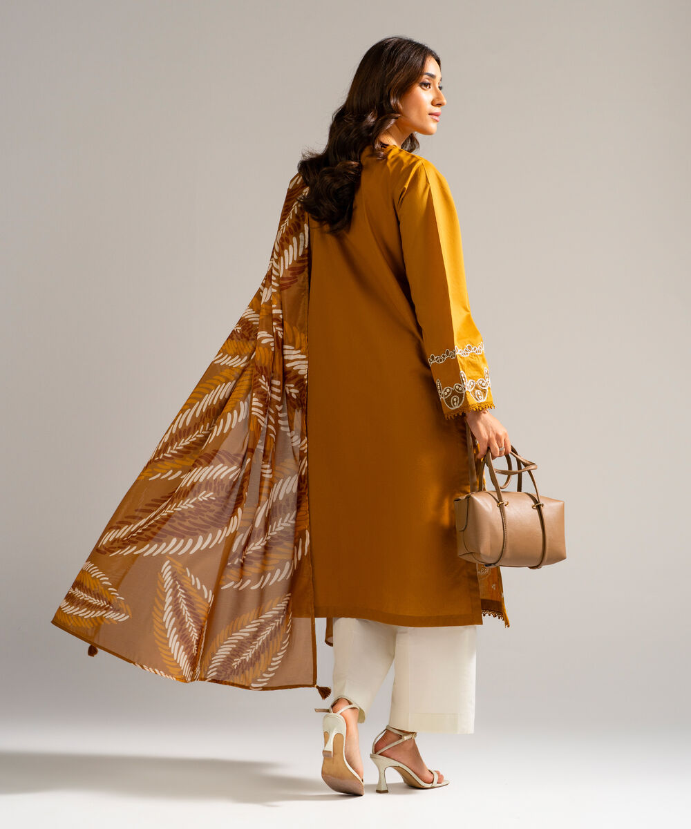 Women's RTW Lawn Embroidered Brown 2 Piece Suit