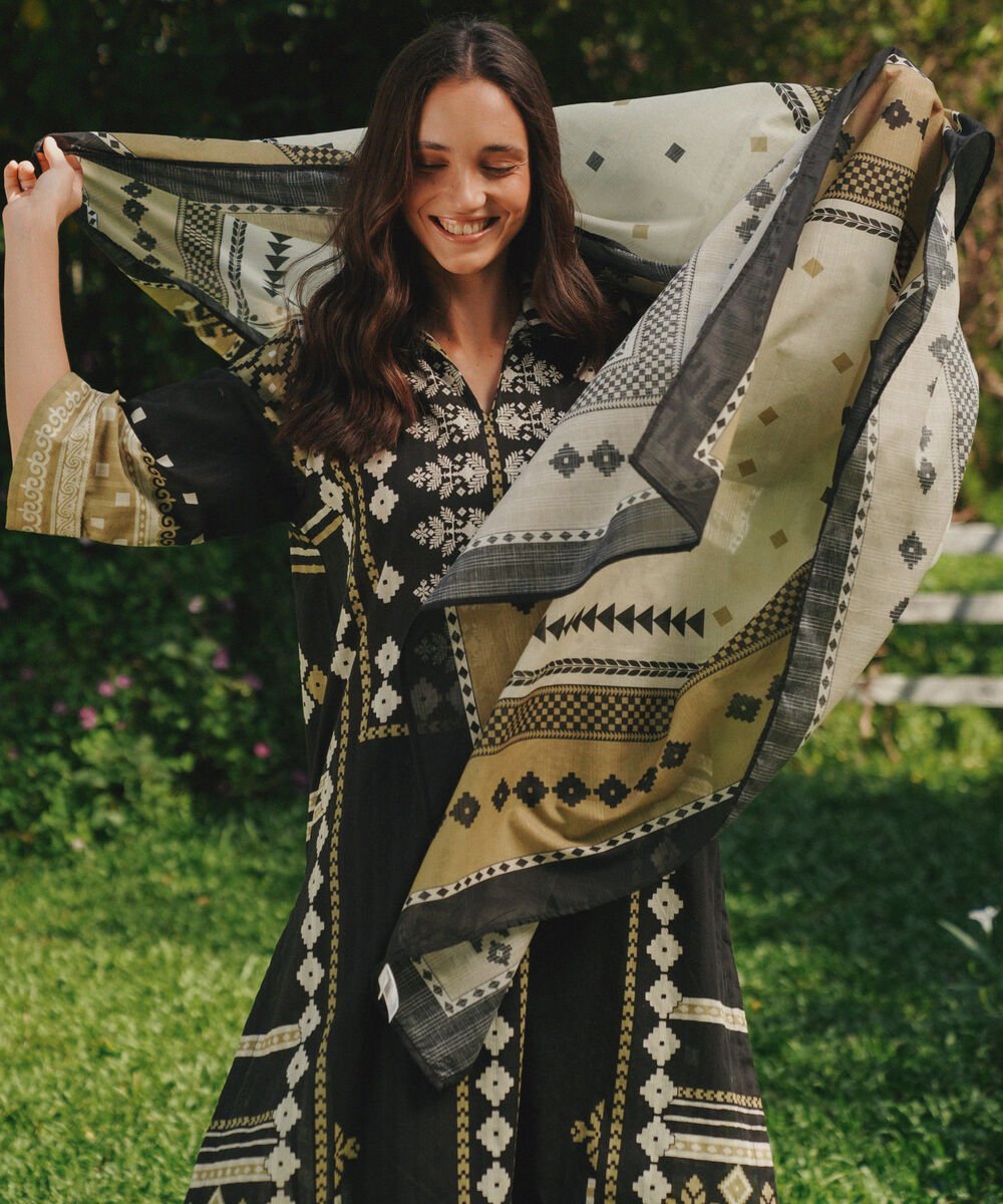 Textured Voile Printed Dupatta