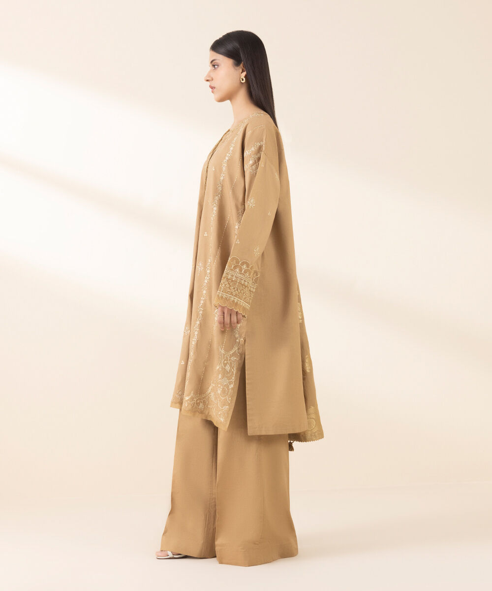 Unstitched Women's Yellow Lawn Embroidered 3 Piece Suit