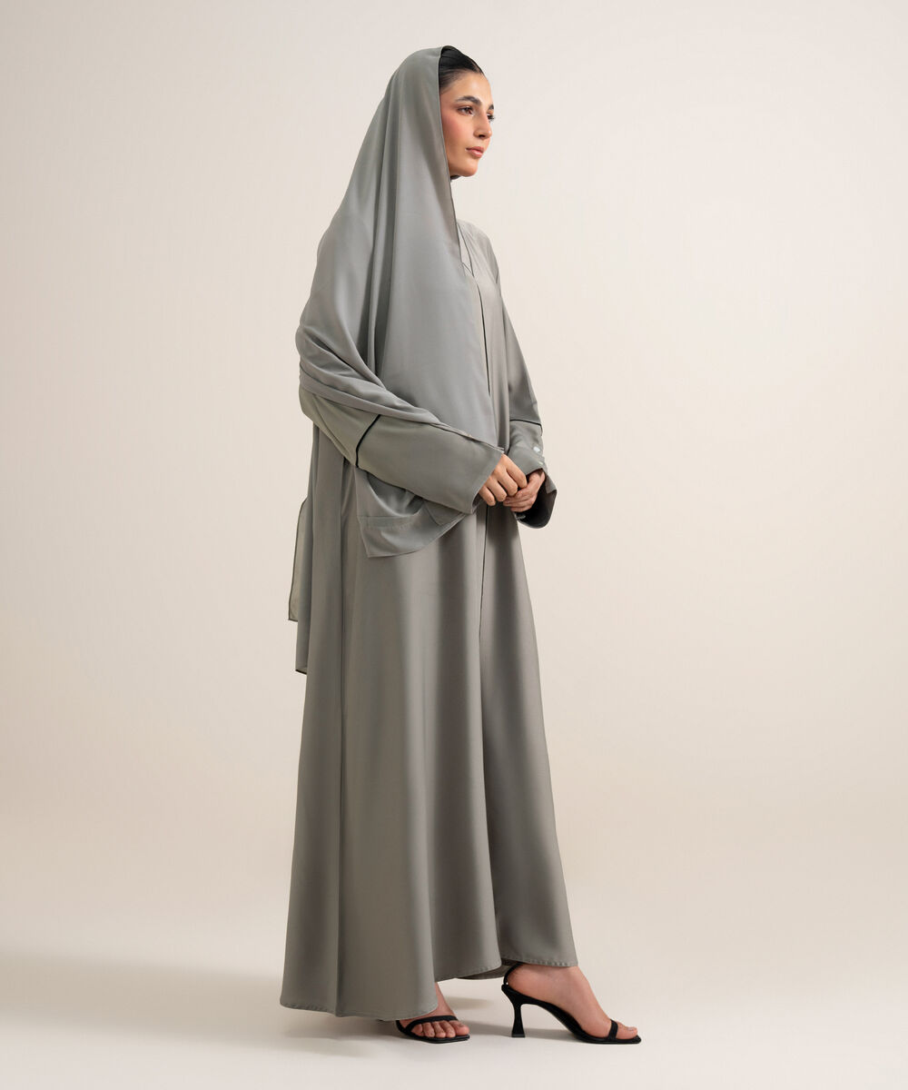 Women's Grey Regular Abaya Set