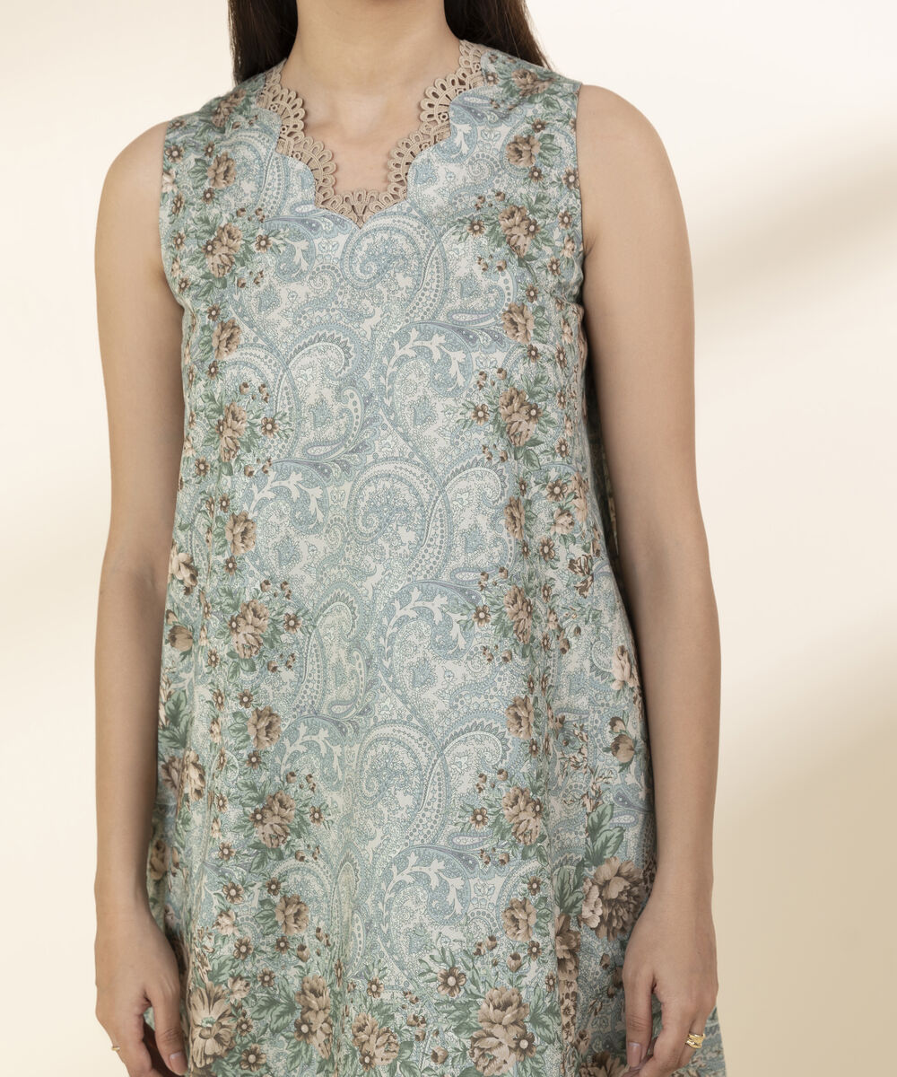 Unstitched Women's Blue Lawn 3 Piece Suit