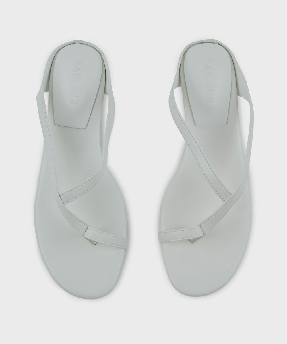 Women's White Kitten Heel Sandal
