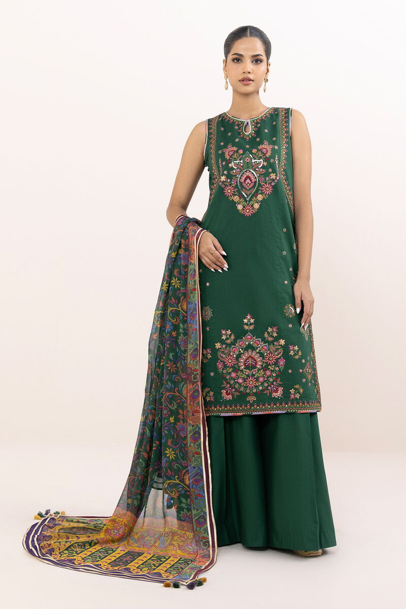 3 Piece - Embroidered Crosshatch Suit